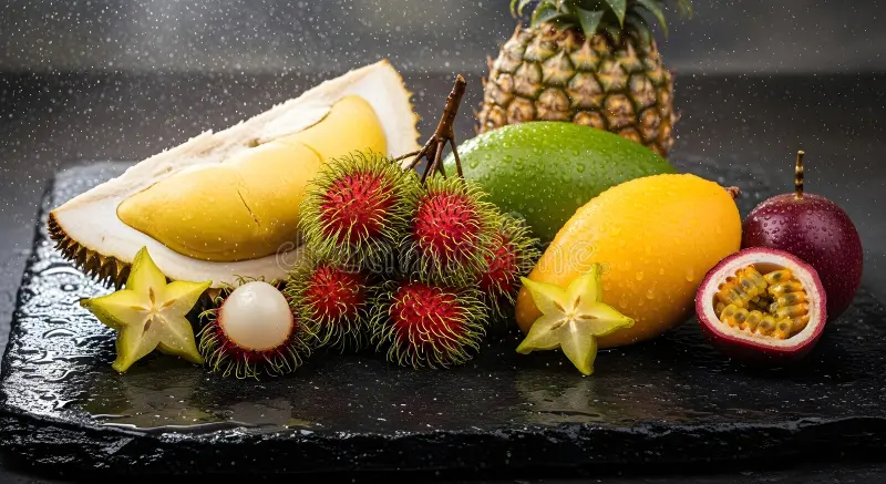 tropical fruits season asia tenggara